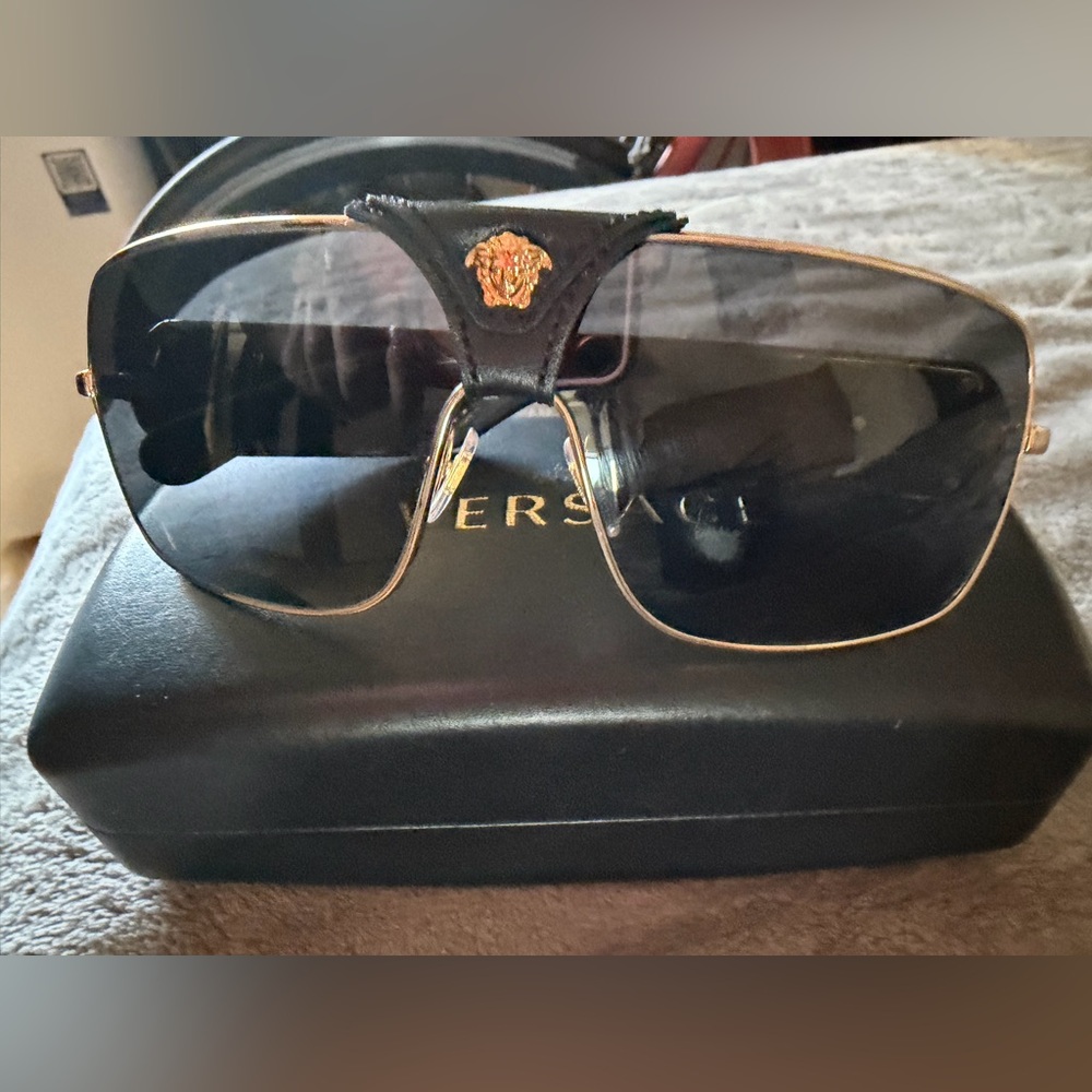 Versace Black and Gold Sunglasses Set with Branded Case